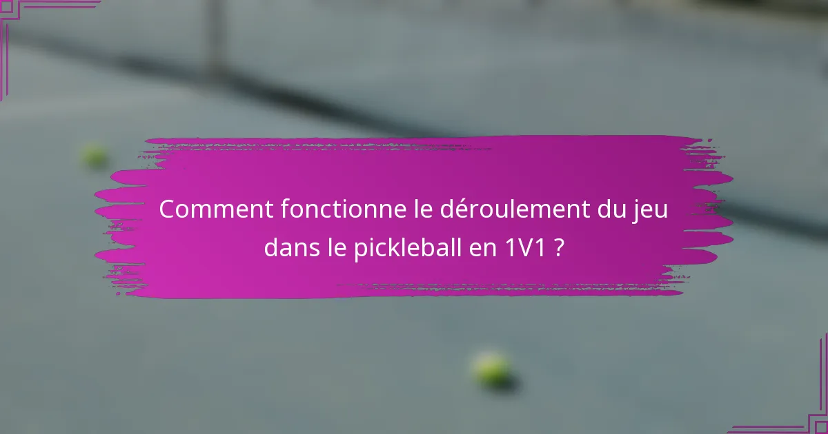 Comment fonctionne le déroulement du jeu dans le pickleball en 1V1 ?