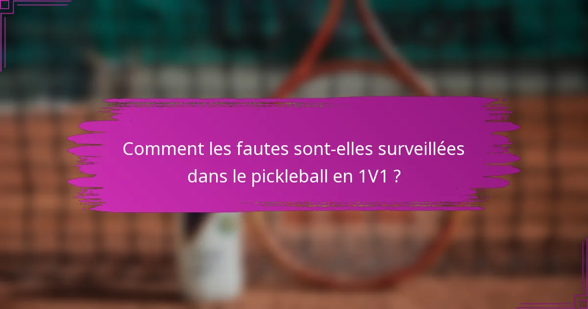 Comment les fautes sont-elles surveillées dans le pickleball en 1V1 ?