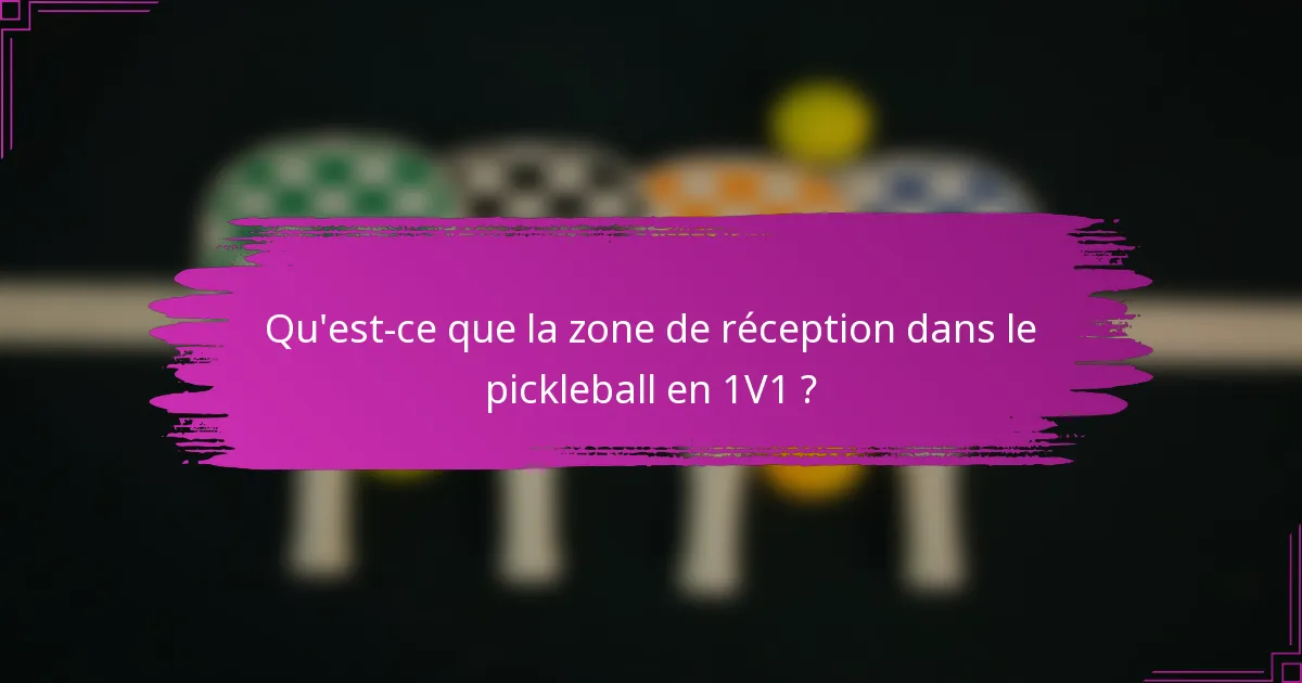 Qu'est-ce que la zone de réception dans le pickleball en 1V1 ?